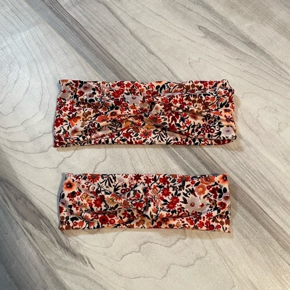 Handmade Set Of 2 Mommy & Me Matching Floral Stretchy Headband-See Measurements
